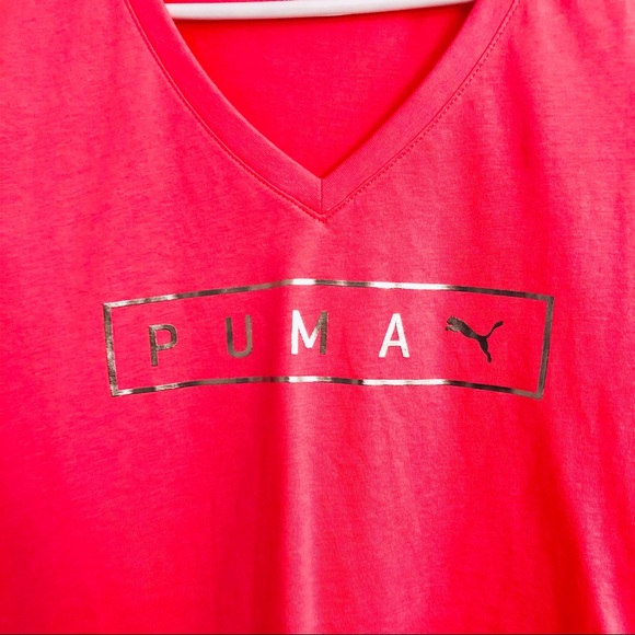 Puma Athletic Workout Pink & Silver Shirt Medium - Picture 2 of 5